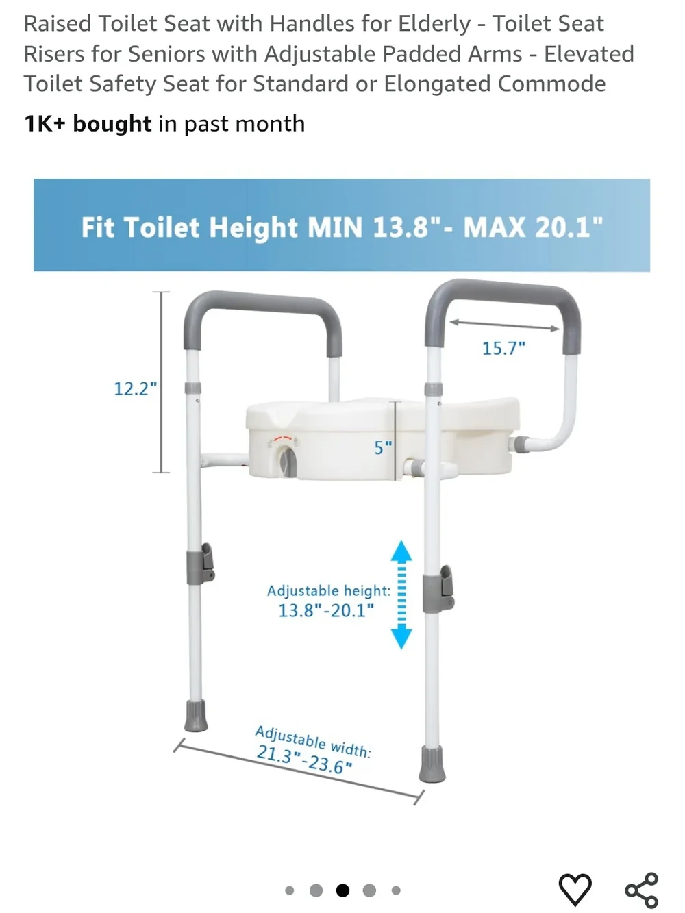 e Raised Toilet Seat with Gray Handles - Elevated Comfort for Seniors
